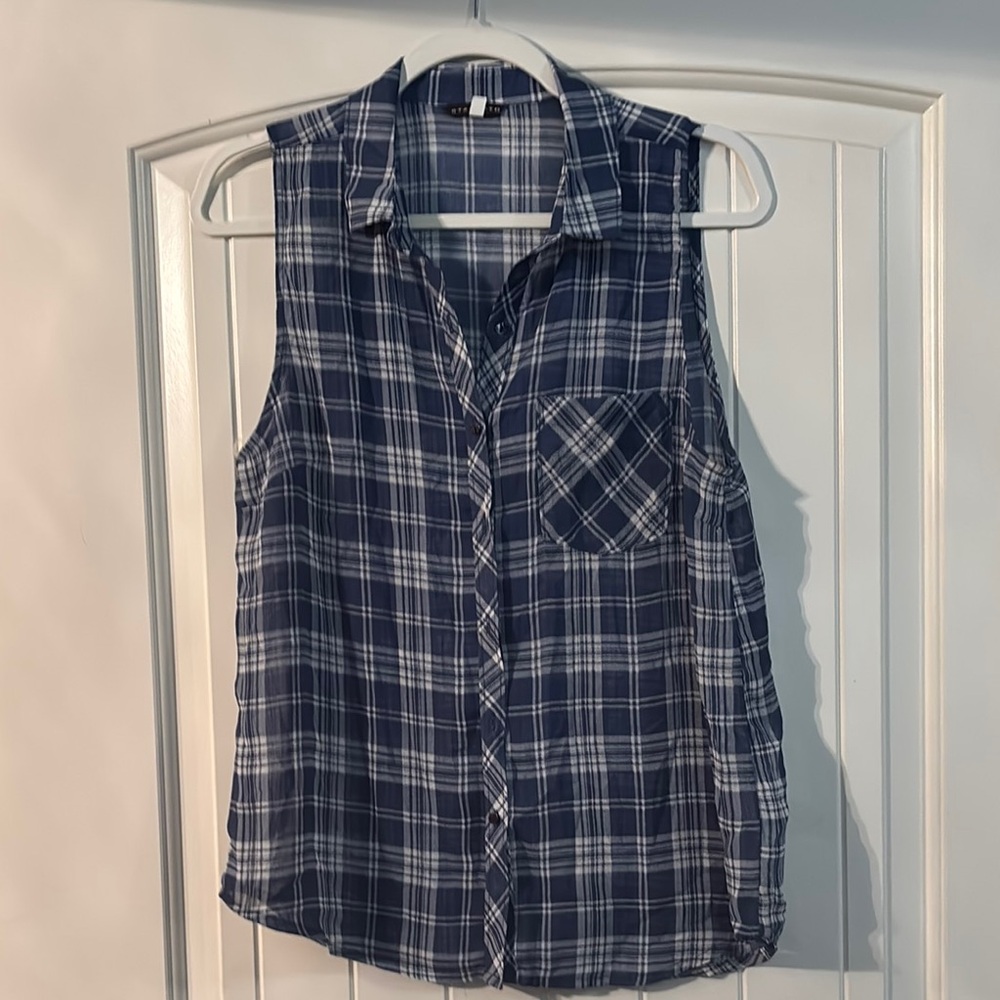 Staccato Blue and White Plaid Shirt